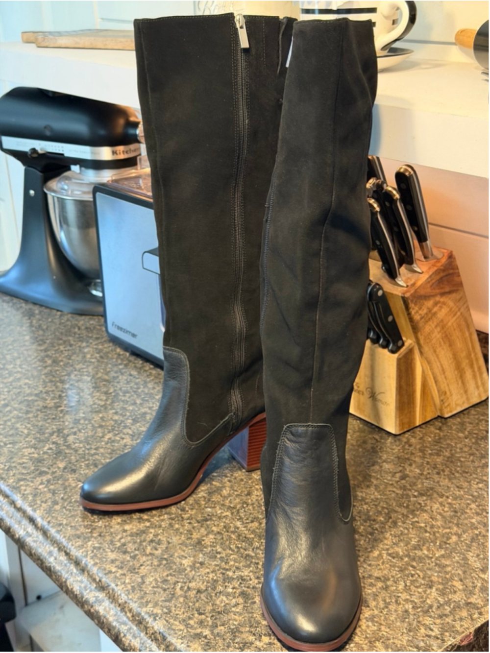 NEW SPLENDID Mary Suede leather Mid Calf Boots Pointed toe Block Heel - Picture 10 of 11